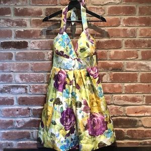 Floral Halter Tie and Back Tie Dress